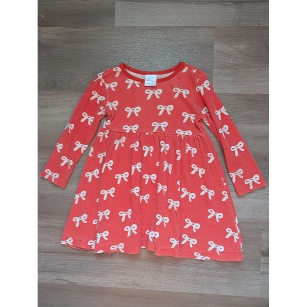 Hanna Andersson Red Bow Print Dress, 3T (U1)